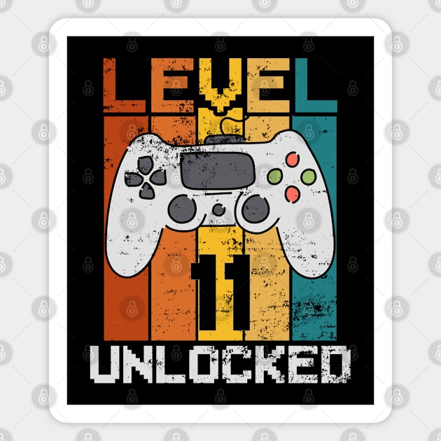 Level 11 Unlocked, Retro 11th Birthday Gamer Magnet by ishimkp